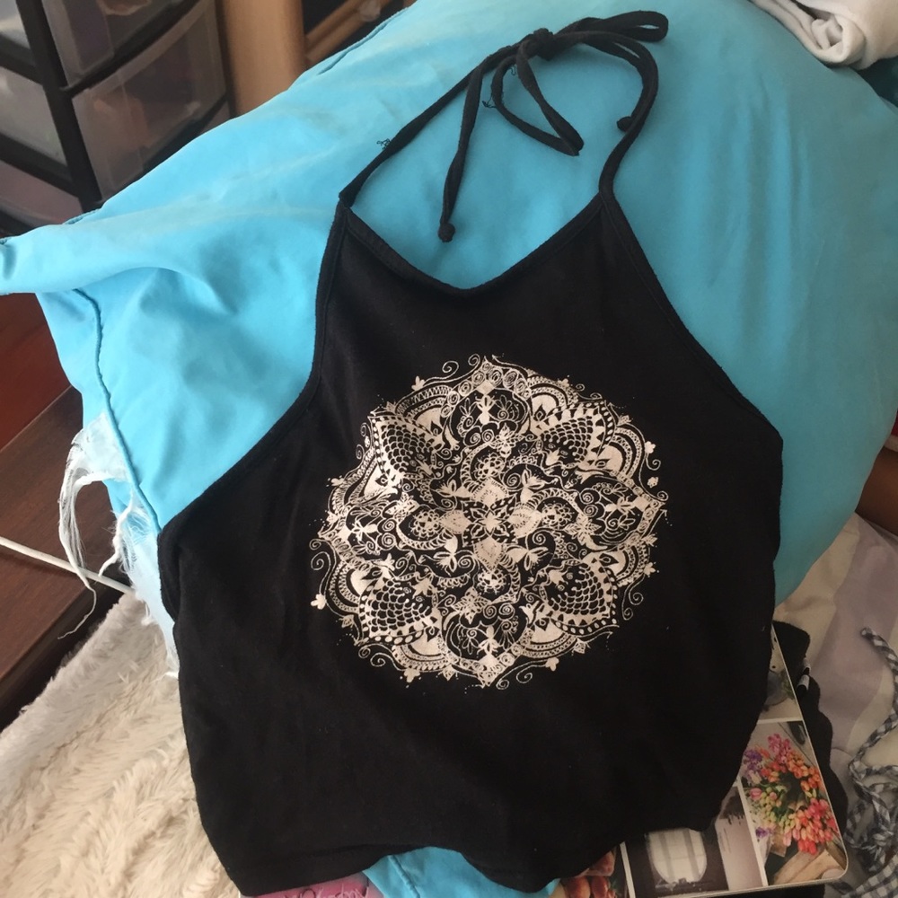 PACSUN Black Tie Up Halter Top